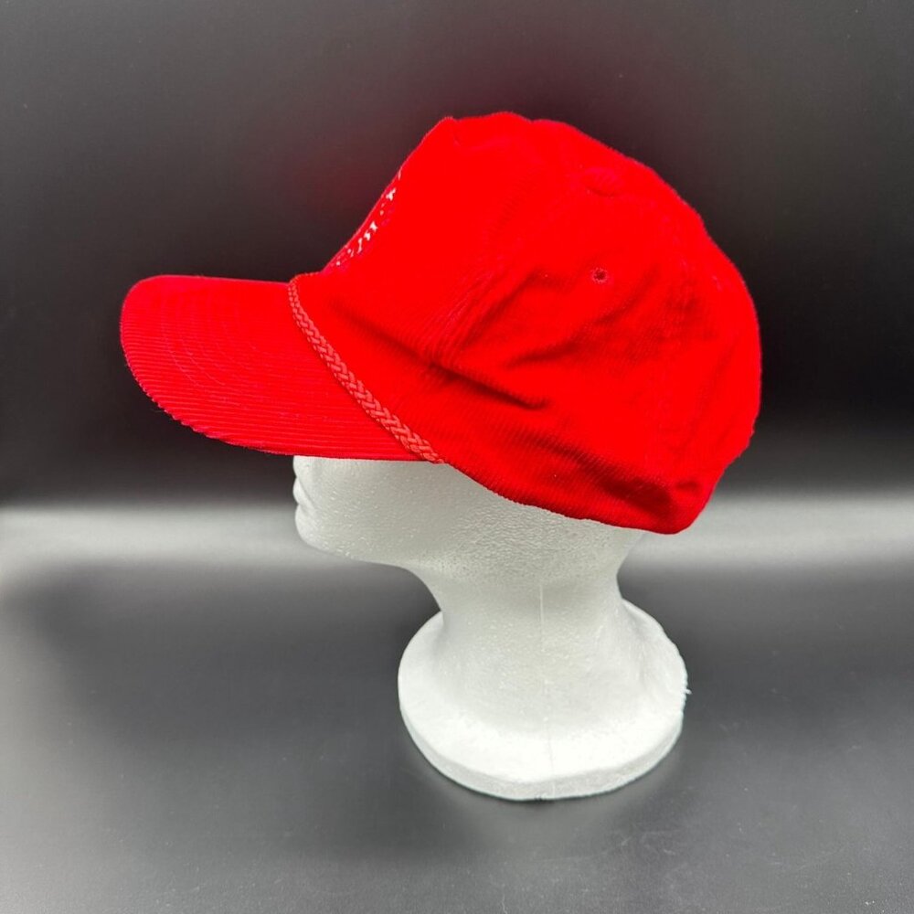 Vintage Buck Knives Hat Red Corduroy Adjustable Trucker Cap Made In Korea Retro - Picture 3 of 10